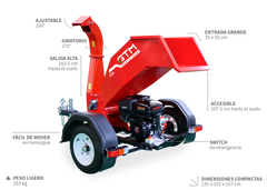 PRE VENTA - Chipeadora GTM 1300 Trailer motor LONCIN