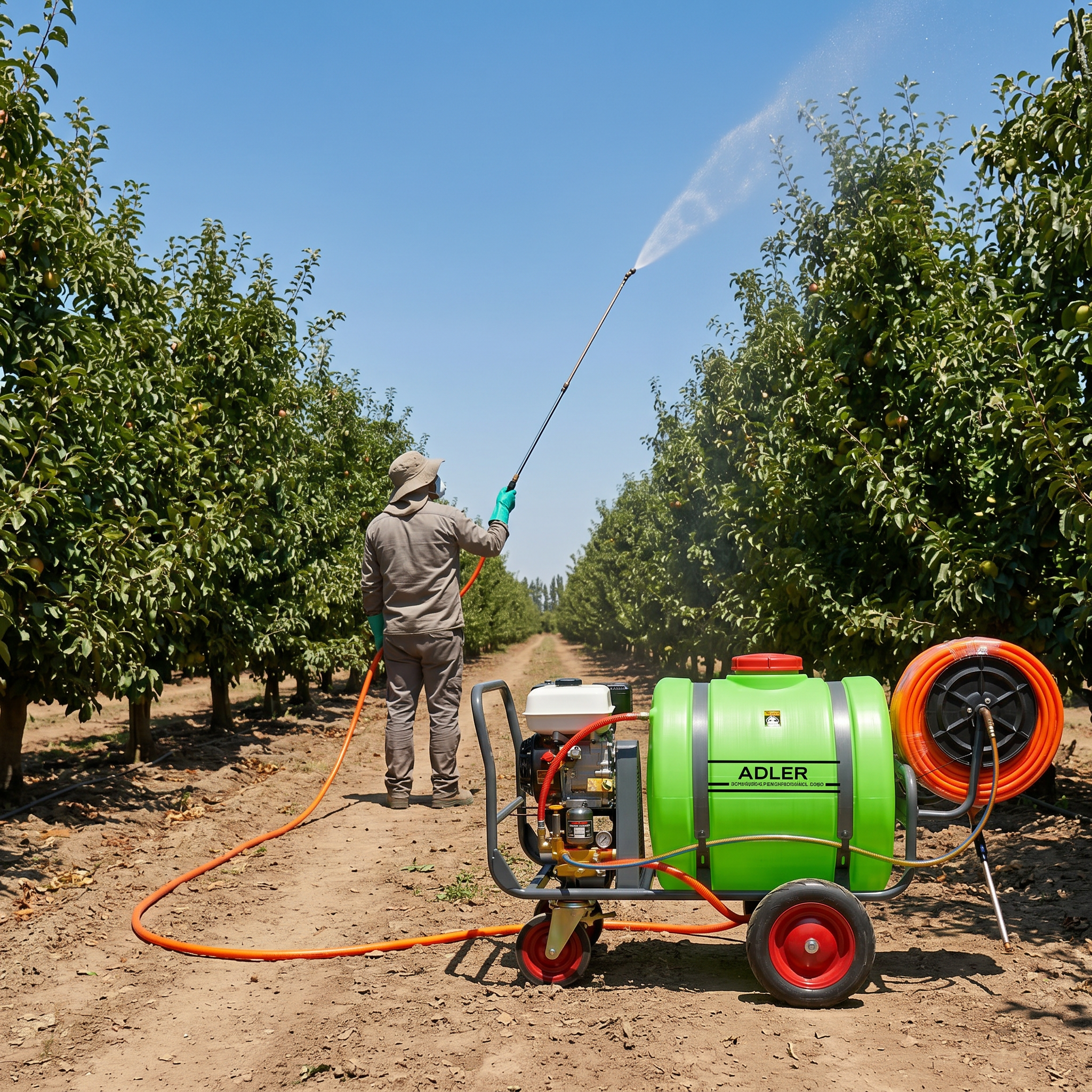 Fumigadora Alta Presión Carretilla con Ruedas 7 hp Estanque 160 Litros - ADLER