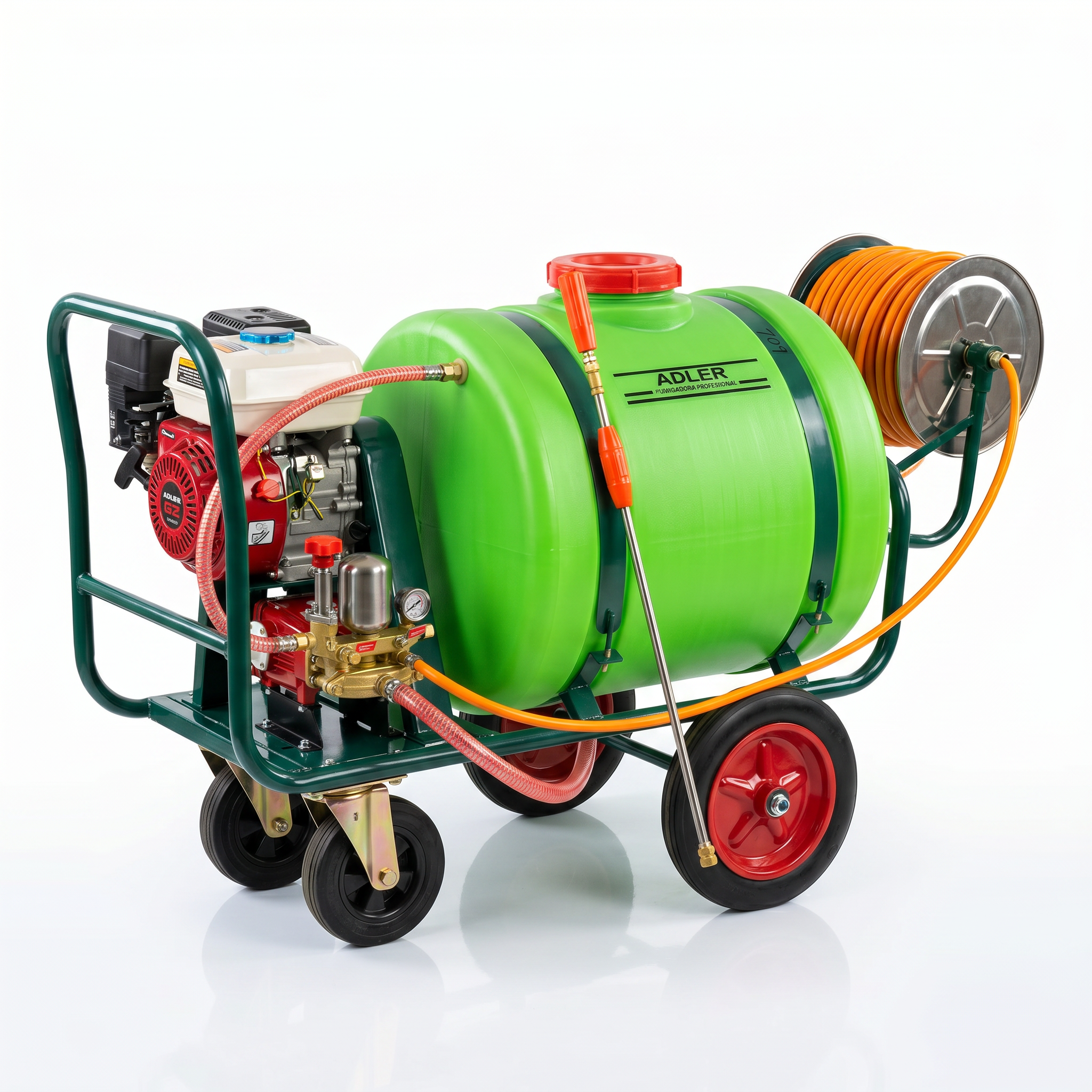 Fumigadora Alta Presión Carretilla con Ruedas 7 hp Estanque 160 Litros - ADLER